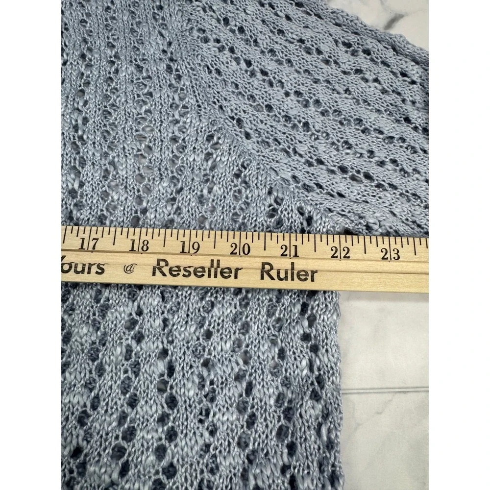 LC Lauren Conrad Women XL Light Blue Open Knit Crochet Ruffle Cardigan WL32S005R